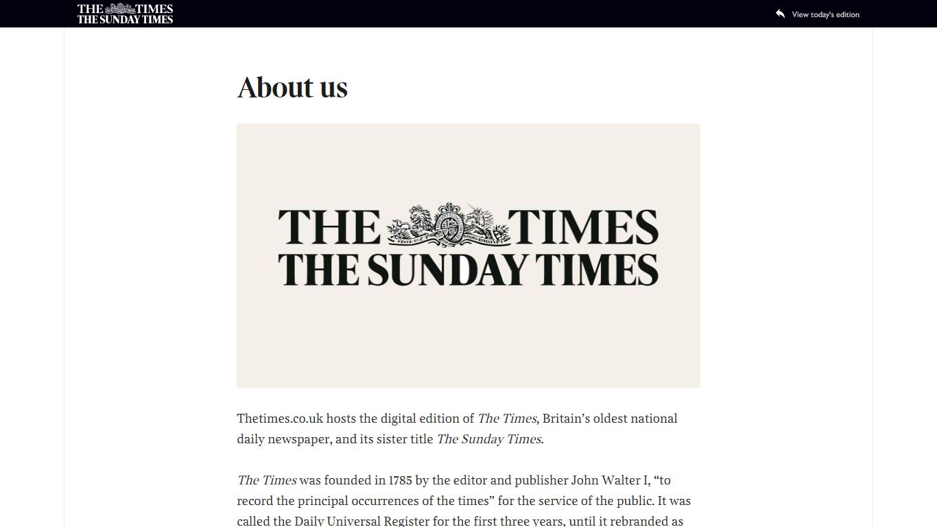 About us - The Times & The Sunday Times