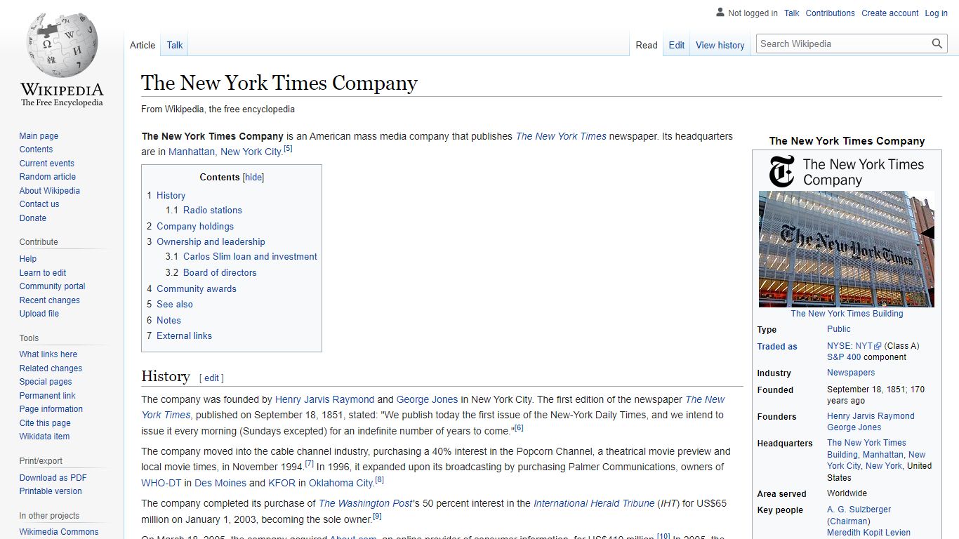 The New York Times Company - Wikipedia