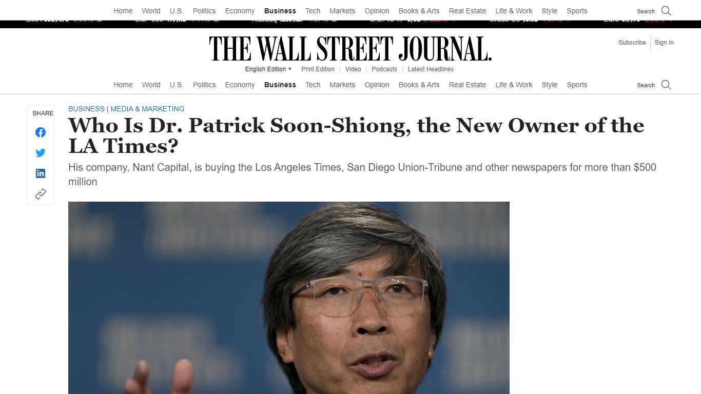 Who Is Dr. Patrick Soon-Shiong, the New Owner of the LA Times?